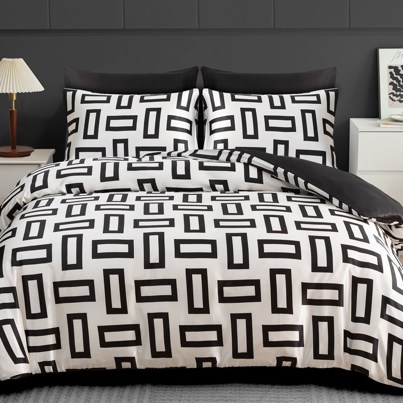 Premium Reversible Duvet Cover Set with Zipper Closure and Corner Ties, Double  Duvet Cover + 2 Standard Pillowcases