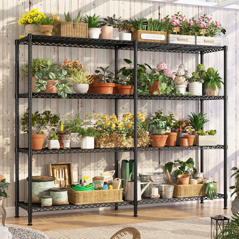 Étagère grillagée robuste 62,9 po x 15,8 po, étagère de rangement commerciale et domestique à 4 niveaux