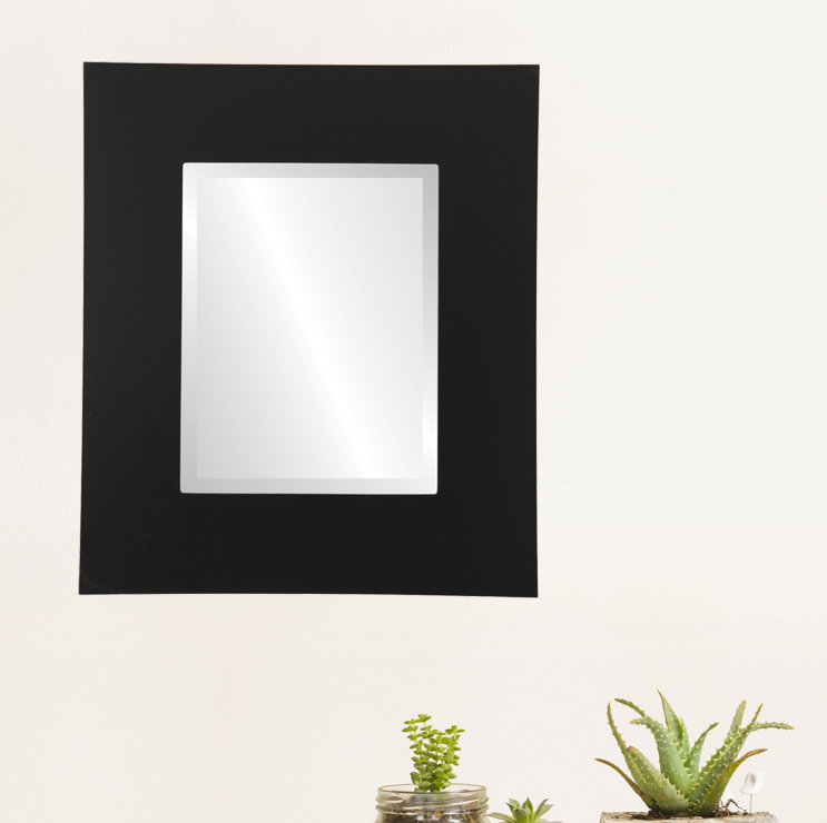 Rubinstein Wood Frame Rectangle Wall Mirror, 31" H x 27" W, Matte Black