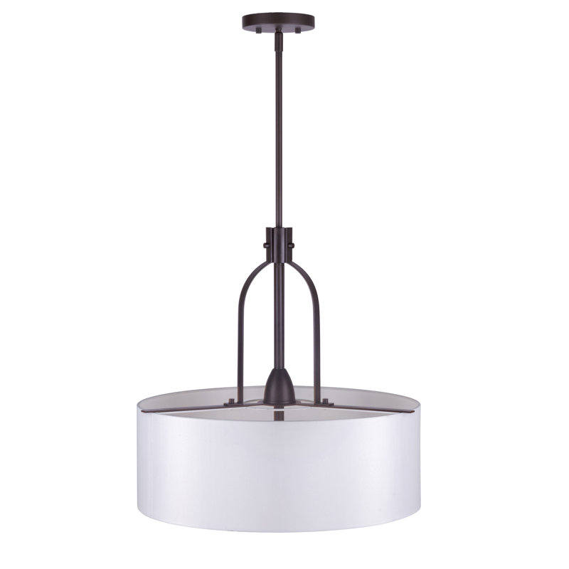 Luminaire suspendu tambour simple à 3 lumières Denalia, Bronze antique