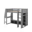 Lit mezzanine simple avec bureau et support à vêtements suspendu-385238894