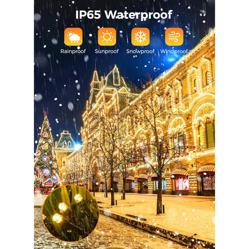 40 Ft 100 Led Christmas Solar String Lights With 8 Lighting Modes