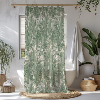 Vintage Green Foliage Shower Curtain