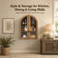 Armoire murale cintrée en placage de bois avec portes en verre trempé et tablette réglable-294817746