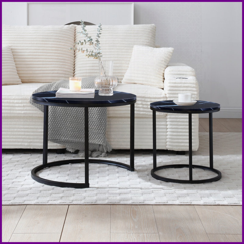 Ensemble de tables basses rondes 2 pièces Modern Modern, Noir