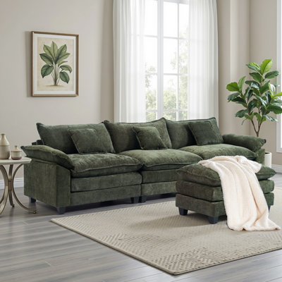 Canapé modulaire 3 places avec repose-pieds en chenille de 108 po Mercer41
