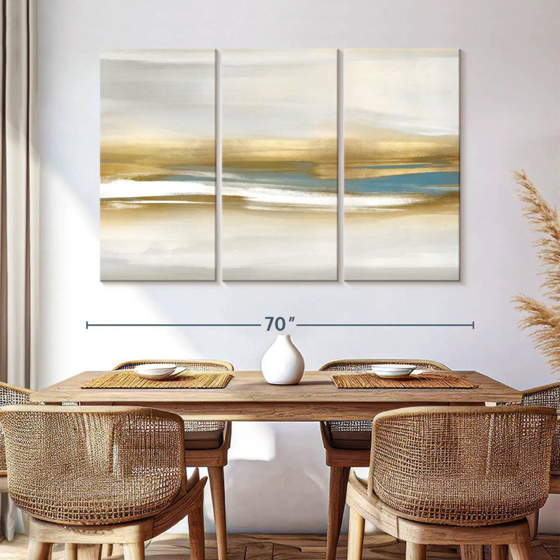 Avery Highlight - or et bleu sarcelle I, H 42 po x l 65 po