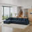 4 - Piece Upholstered Blue Chenille Modular Sectional Sofa with Armrests & Throw Pillows-1202867638-1202867636