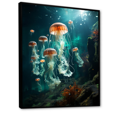 «Green Jellyfish Family» sur toile