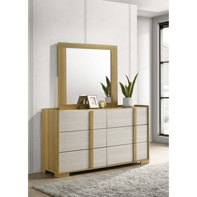 Ensemble de commode et miroir contemporain à 6 tiroirs