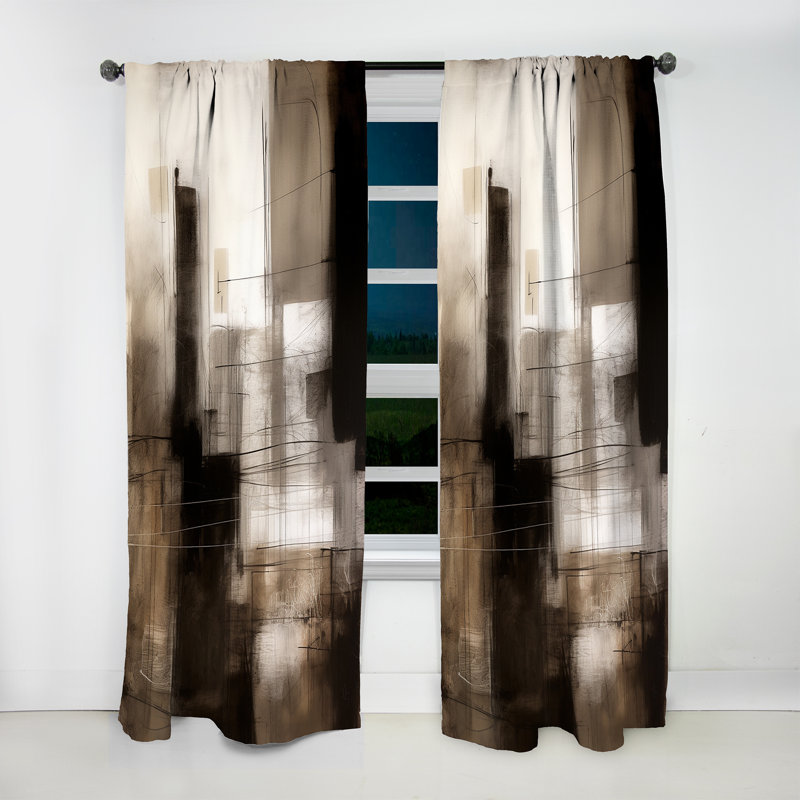 Lamara - Mid-Century noir Fusion V - Rideau moderne - Velours obscurcissant - 1 panneau, L 52 po x L 90 po