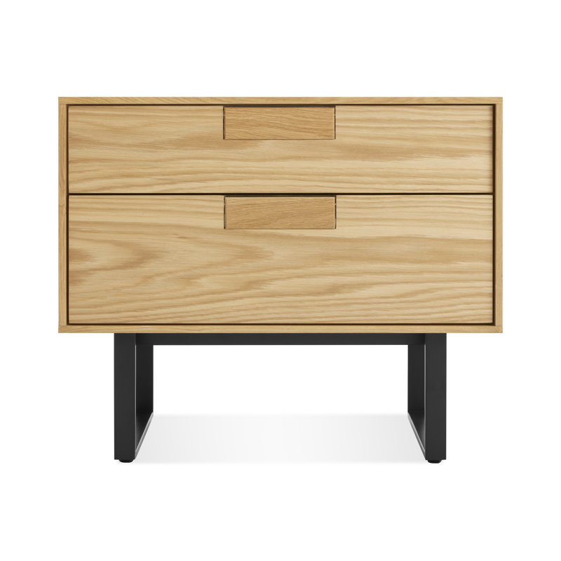 Series 11 24'' W Metal Nightstand, Black/White Oak