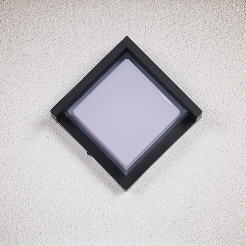 Applique murale à DEL carrée noire à motif diamant, 1 unité, 8 W, 800 lm, blanc chaud 3000 K, pour environnements humides