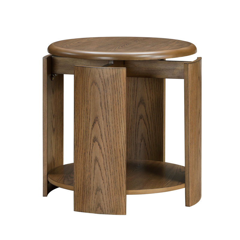 Table de bout ronde avec tablette ouverte