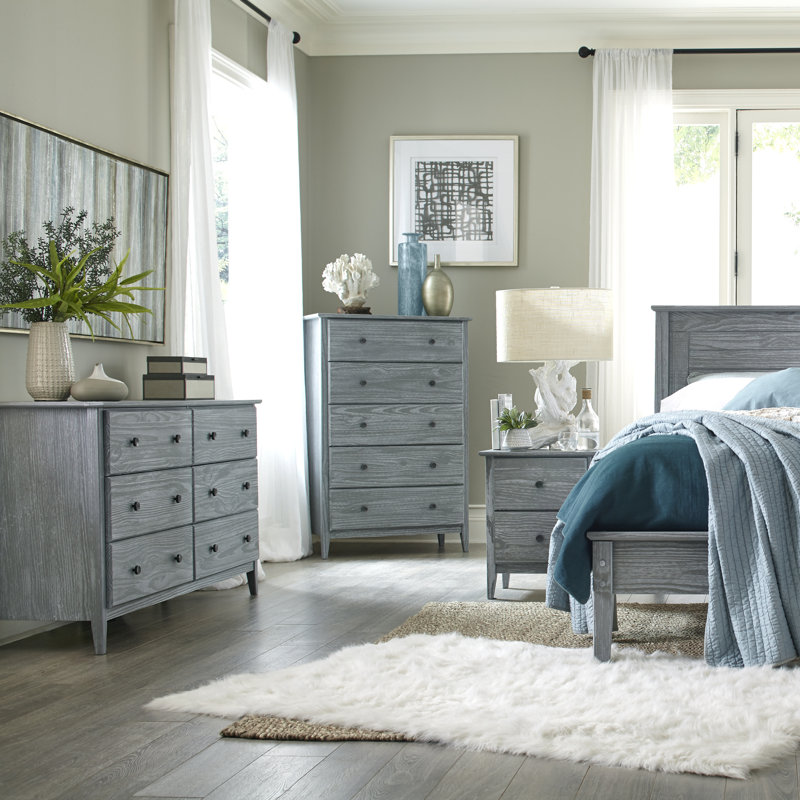 Ensemble de chambre avec lit plateforme Greenport, Gris brossé, Grand