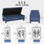 Banc d'entrée en tissu de lin et pieds en bois, décor contemporain bleu