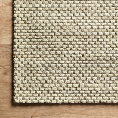 Abisai Beige Hand-Woven Checkered Jute Rug