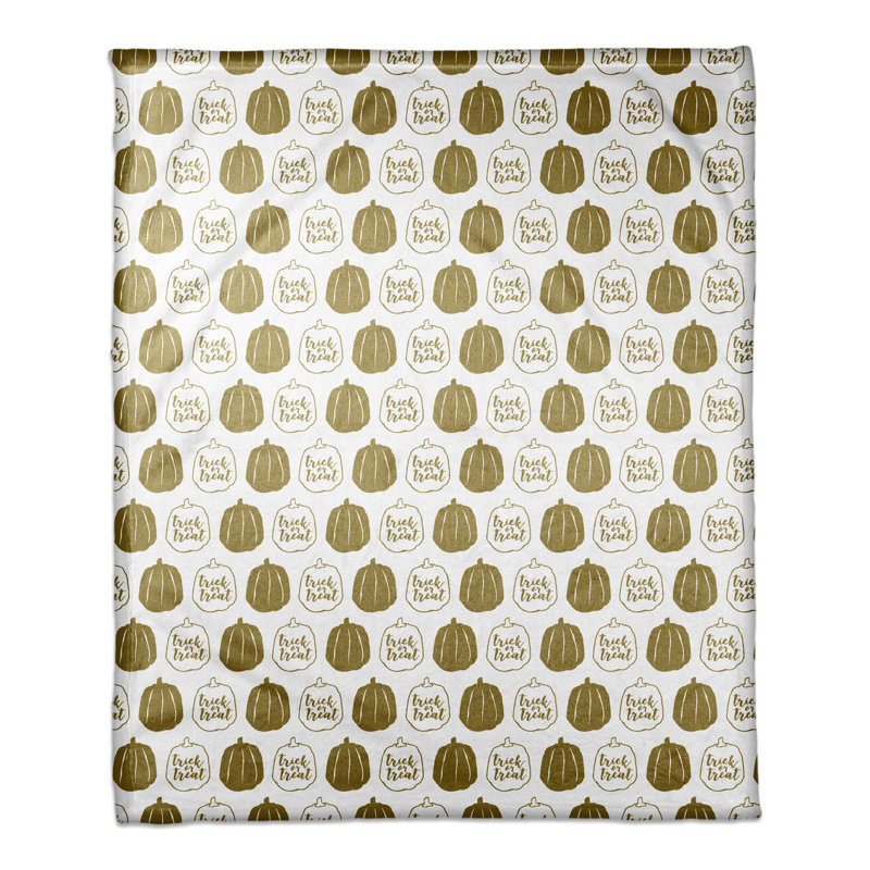 Gold Pumpkins Hand Woven Throw Blanket, 60" W x 80" L