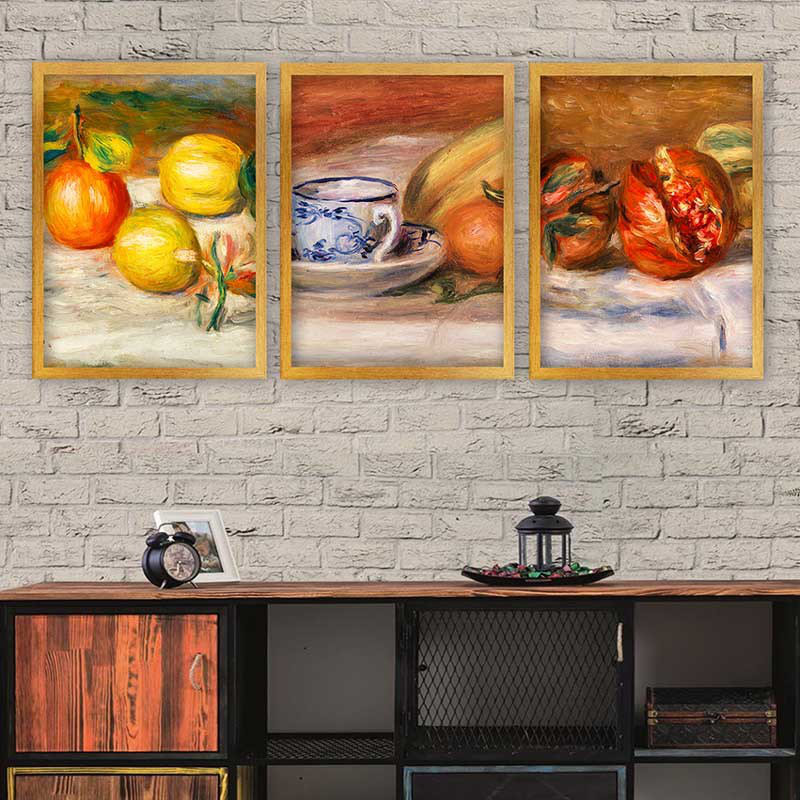 Ensemble de 3 peintures élégantes encadrées décoratives, 13,8 x 17,7 pouces chacune | 100% bois avec cadre 100% polystyrène (épaisseur: 0,8 pouce) | Impression numérique UV, parfaite pour le salon et la décoration intérieure