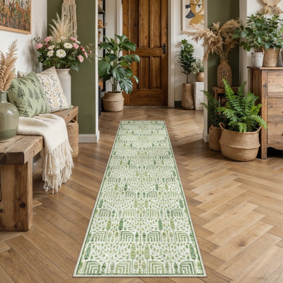 Tapis oriental cerise lavable à la machine avec envers antidérapant