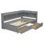 Lit simple avec bibliothèques en forme de L et prises de courant, 2 tiroirs, gris - Unité de tiroir pratique pour station de charge-1252465106