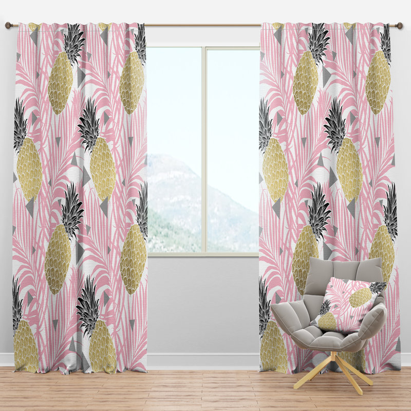 Panneau de rideau simple semi-diaphane avec passe-tringle Mid-Century, l 52 po x L 120 po