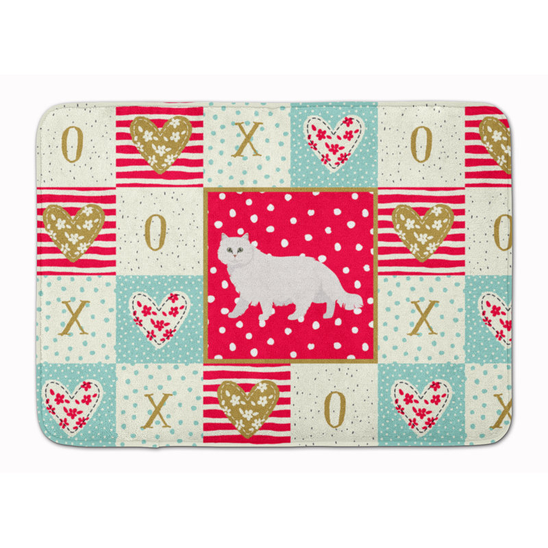Charvi Patchwork Memory Foam Non-Skid Kitchen Mat, Chinchilla Persian Longhair 1