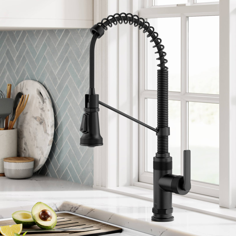 KRAUS Allyn Commercial Style 2-Function Single Handle Pull Down Kitchen Faucet, Matte Black