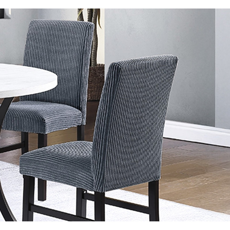 Chaises de salle à manger contemporaines rembourrées en velours côtelé gris foncé avec coussins rembourrés et pieds solides
