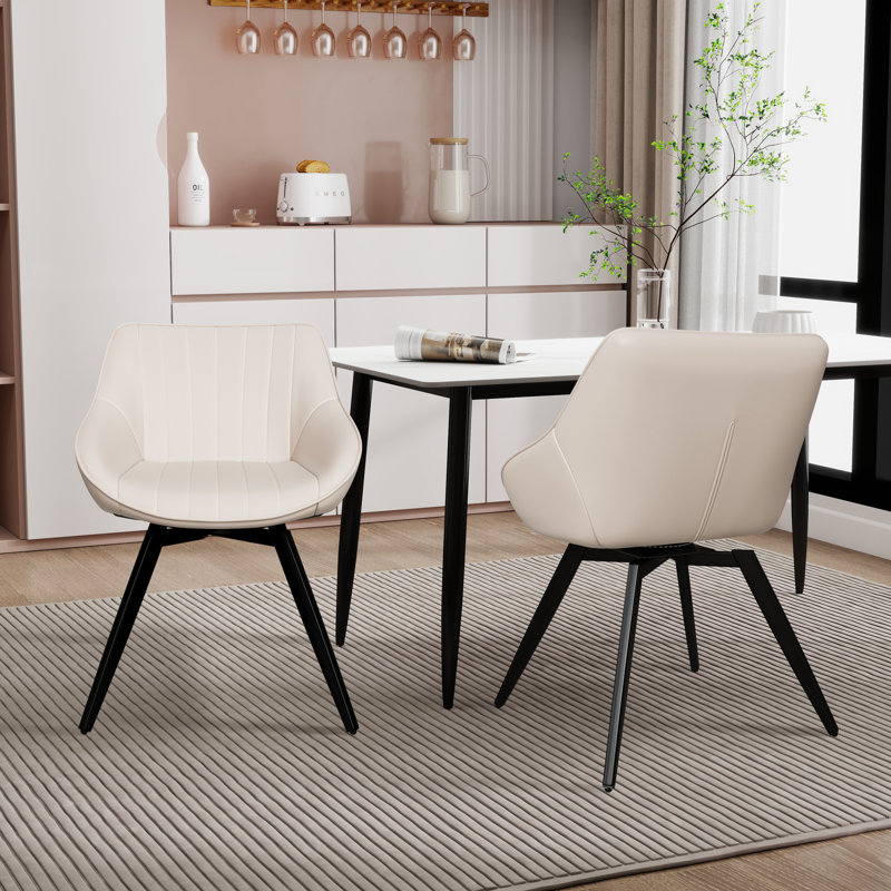 Chaise rembourrée en similicuir (ensemble de 2), Blanc