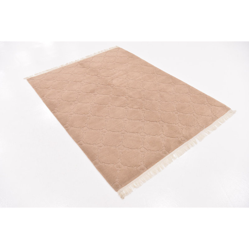 Ollert One-of-a-Kind 5' X 6'5" New Age Wool Area Rug in Beige