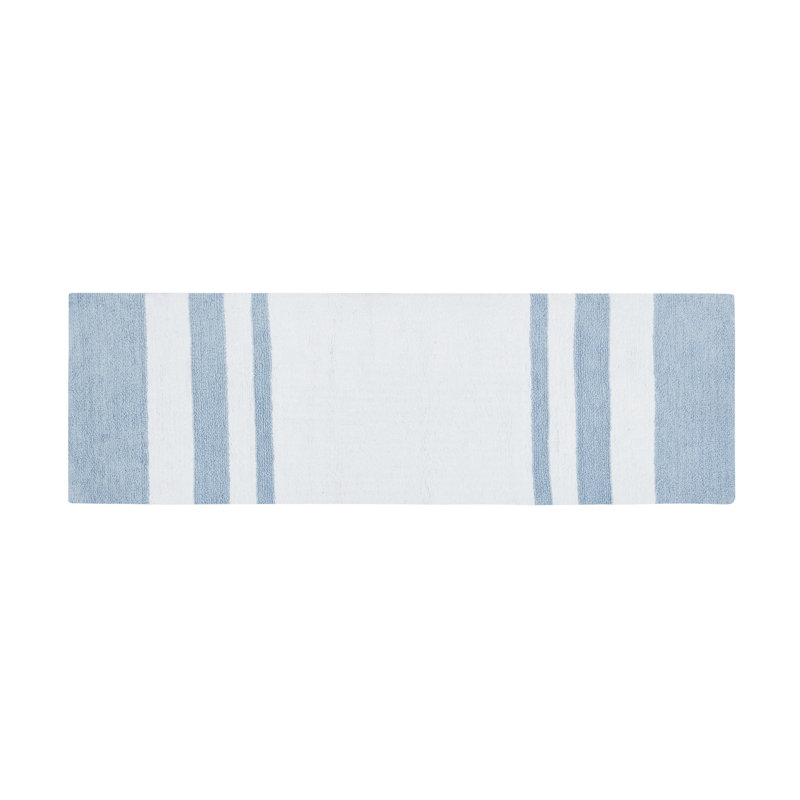  Tapis de bain réversible en coton, Bleu, L 24 po x L 72 po