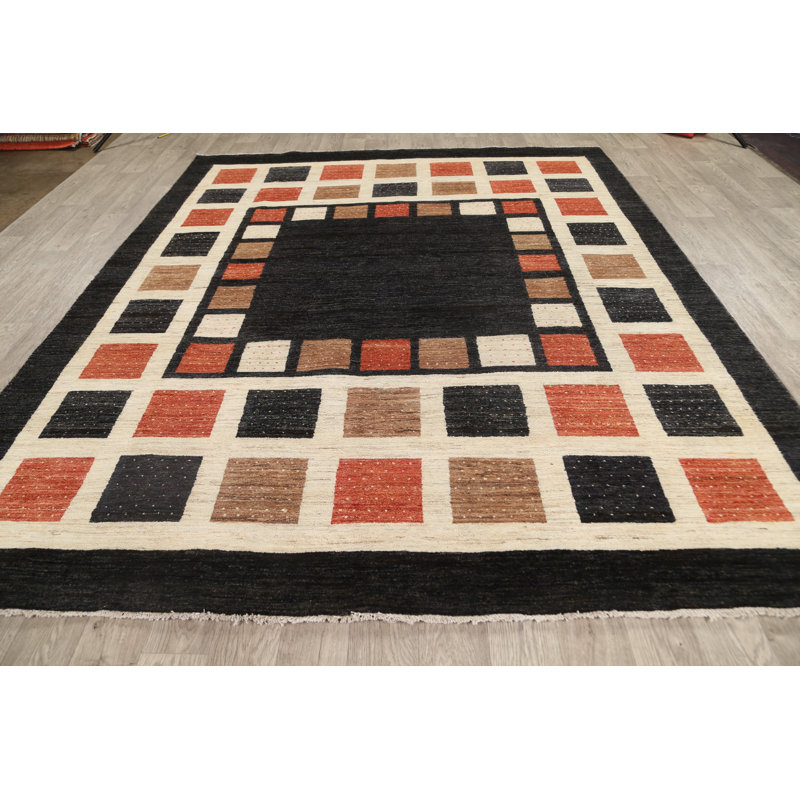 Tapis unique en laine noué à la main Kashkoli nouvel âge de 8 pi x 9 pi 7 po