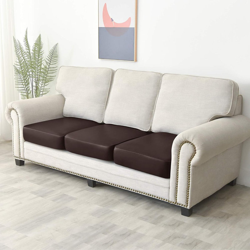 Ensemble de housse de coussin en polyuréthane pour canapé - Housse de protection en tissu élastique et imperméable pour canapé, causeuse, sièges de véhicule récréatif et de chaise, chocolat, 3 pièces