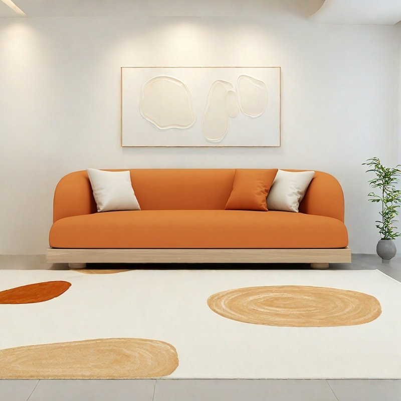 Canapé créatif simple, Orange-brun, H 28,74 po x l 82,68 po x P 31,5 po