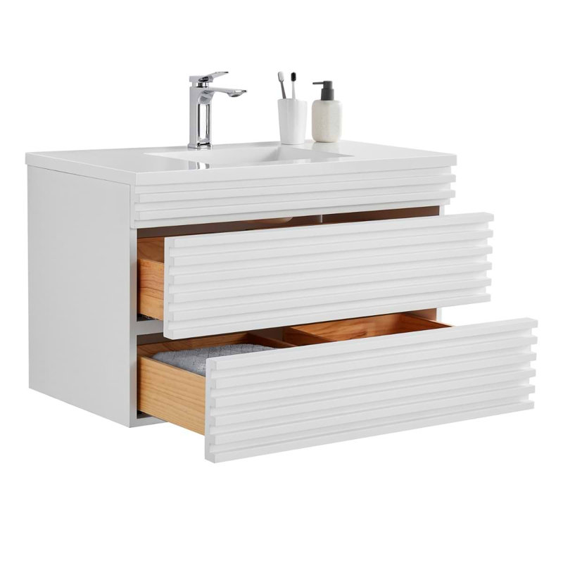Gibson 48" Wall Mounted Single Bathroom Vanity with Top, 36", White
