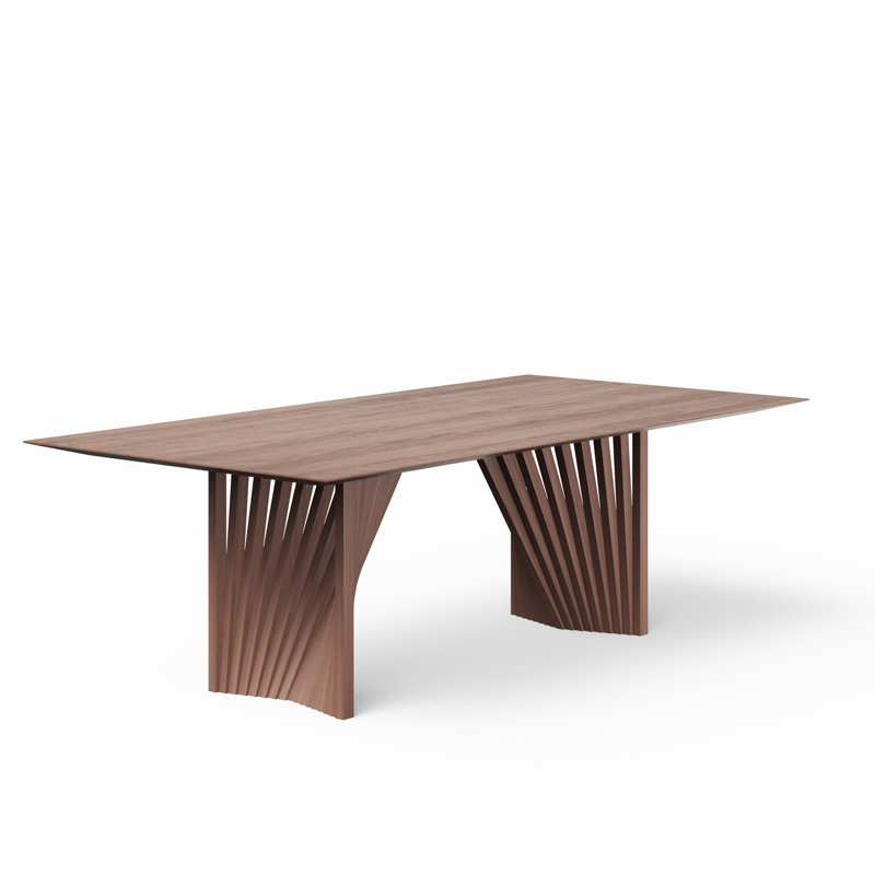 Modern Brazilian Laguna Glass Top Dining Table, Nogal