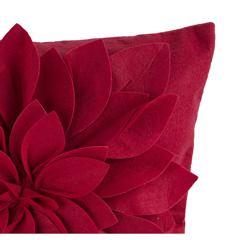 Sara's Garden Polyester Throw Square Pillow Cover, Red