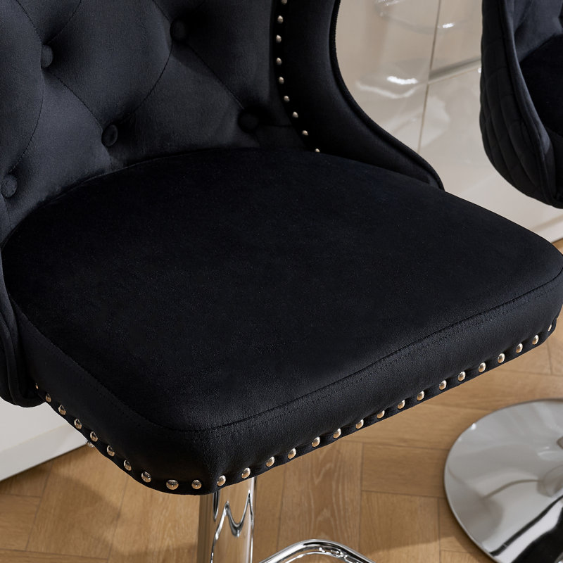 Tabouret de bar Fredez, Noir, Chrome chrome