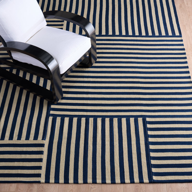 Ralph Lauren Canyon Stripe Patch Wool Striped Rug, Rectangle 6' x 9'