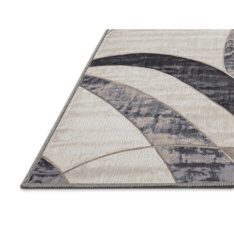 Machine Washable Gray Area Rug, Rectangle 3' x 5'