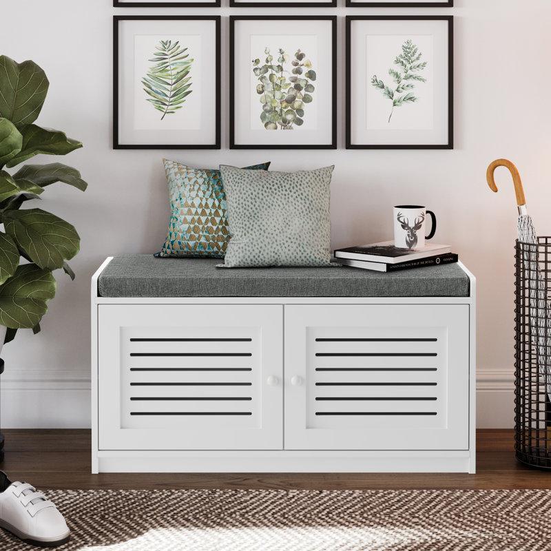 Trejan 10 Pair Stackable Shoe Storage Bench, White