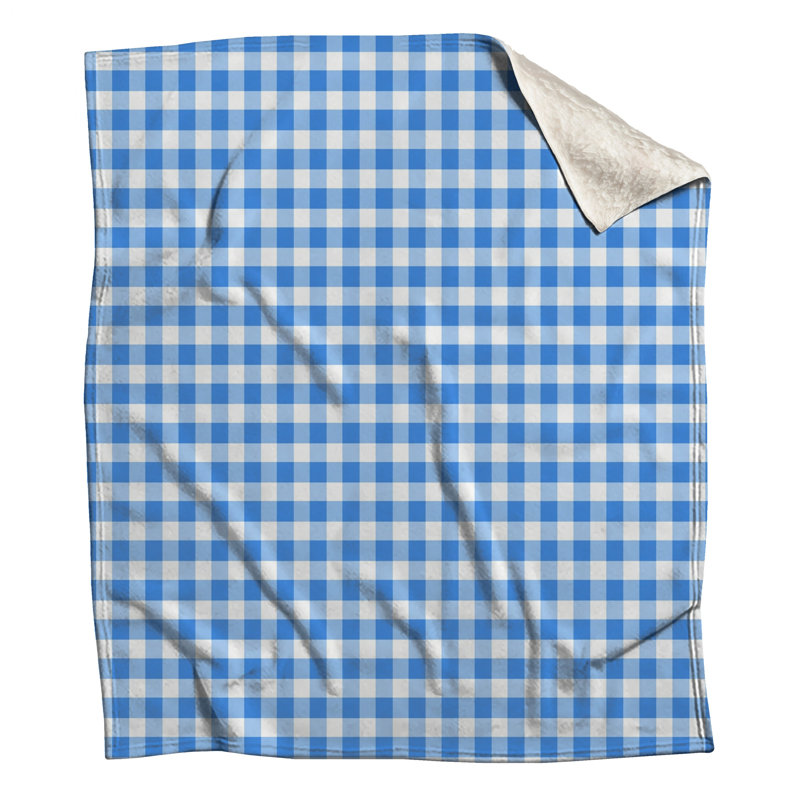 Couvertures en vichy bleues et blanches, L 50 po x H 60 po