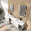 Meuble-lavabo moderne et brillant avec rangement, lavabo en céramique, conception à fermeture en douceur pour la maison