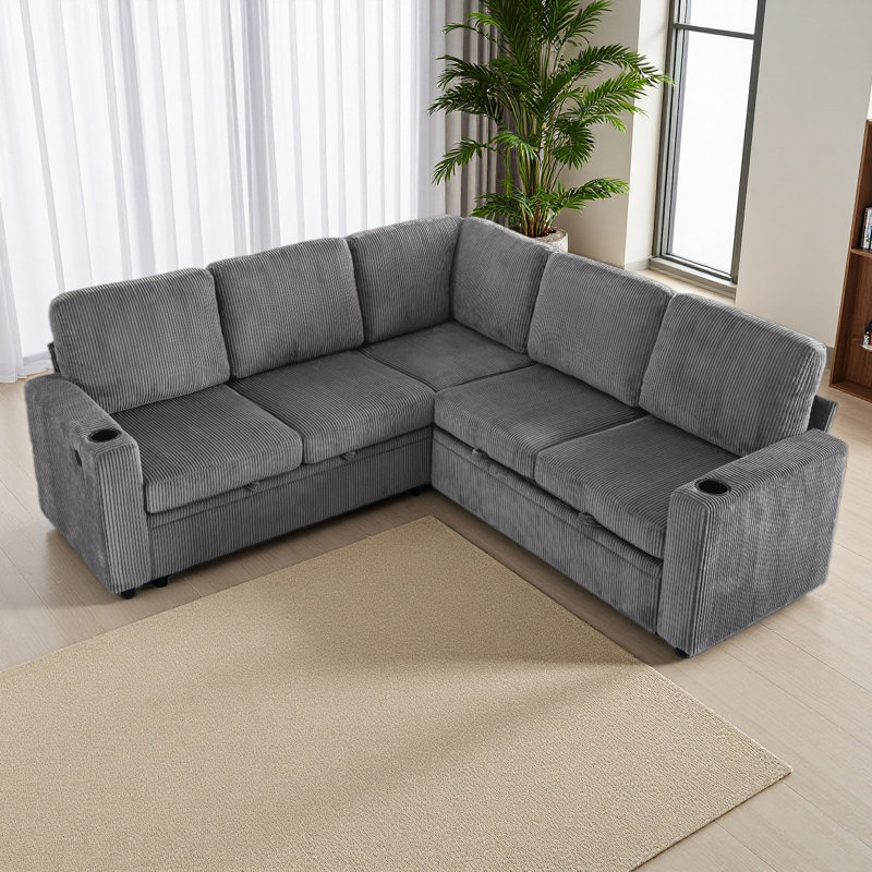 Sectional Sleeper Sofa With Pull Out Bed, Modular Corner Sofa With Storage, Sectional Couches For Living Room, Convertible Sofa Bed For Living Room