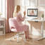 Mignon fauteuil de coiffeuse à dossier rond creux - Fauteuil de maquillage pivotant et réglable pour chambre à coucher, bureau de coiffeuse et bureau à domicile-130088634