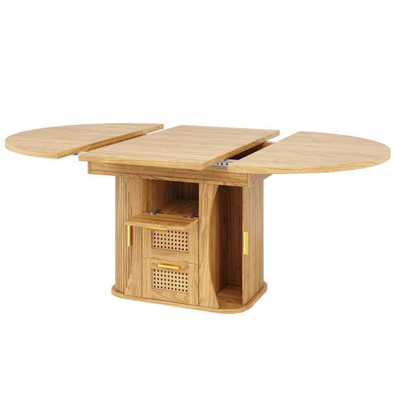 Extendable Dining Table, Natural Wood