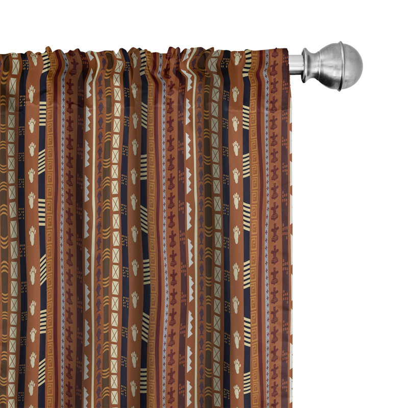 Tribal Striped Semi-Sheer Rod Pocket Sliding Panel, 28" x 95"