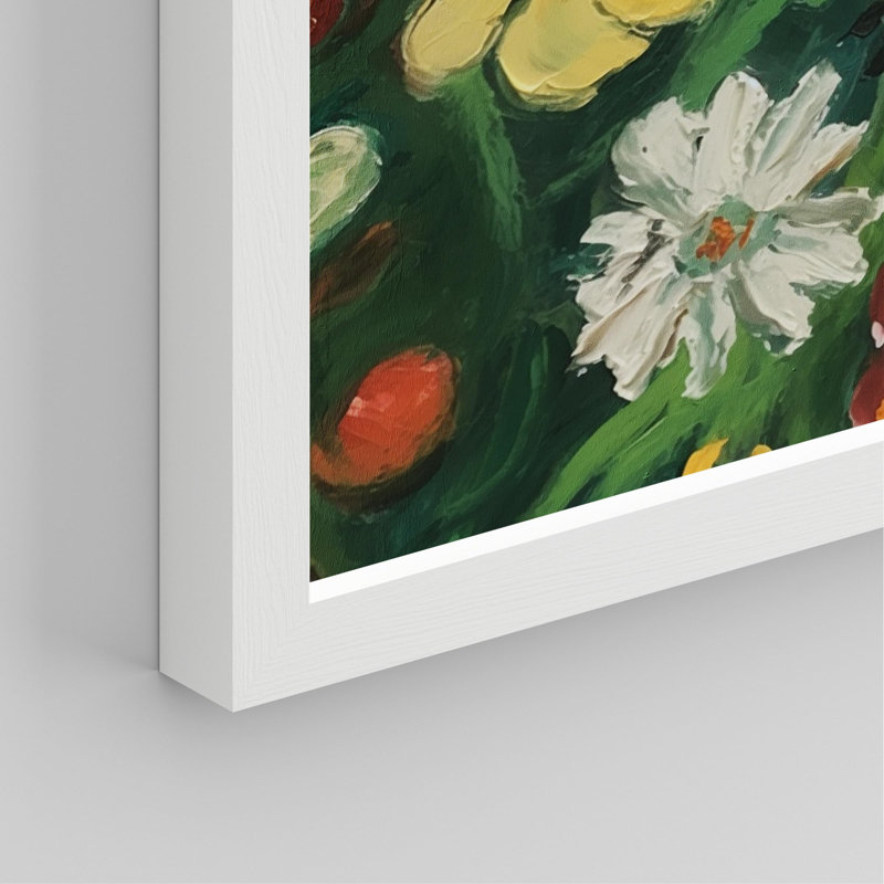 Expressive Floral Paintings Bold Garden Blooms Vibrant Nature Inspired, impression encadrée sur papier, 4 pièces, Blanc