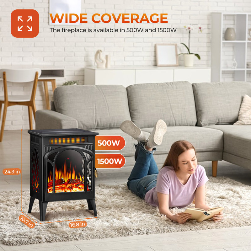  17" Cathedral Electric Fireplace, 1500W Heater With Realistic Dancing Flames, 4 Flame Colors, Remote Control, Overheat Protection, For Indoor Home, Office, Living Room